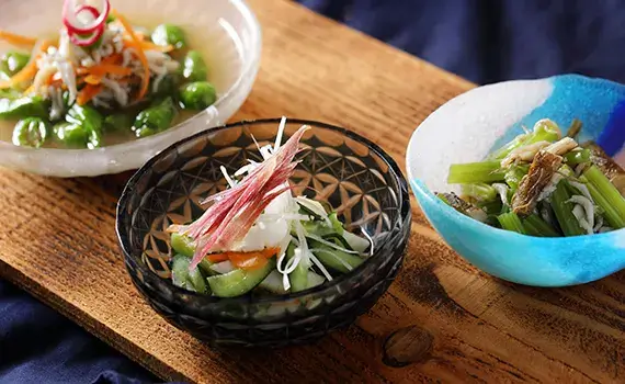 青唐とじゃこ,いかとキュウリの酢の物,わかごぼうじゃこの画像